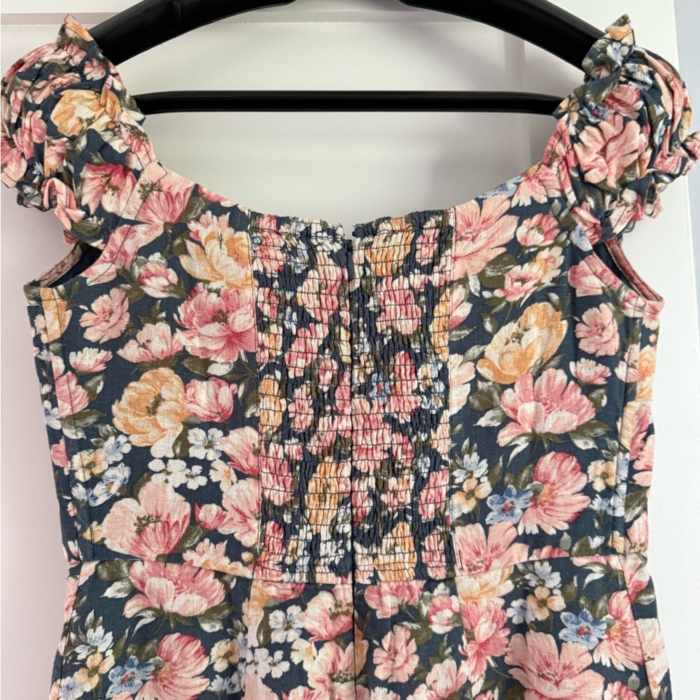 Abercrombie & Fitch Blue with Multi Color FlowersRuffled sleeves Mini Dress
